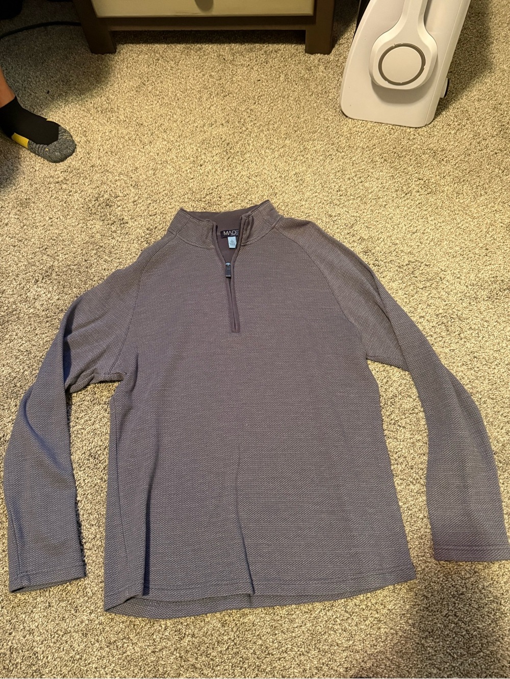 Made Cam Newton Men’s Quarter-Zip Knit Pullover in Heather Gray